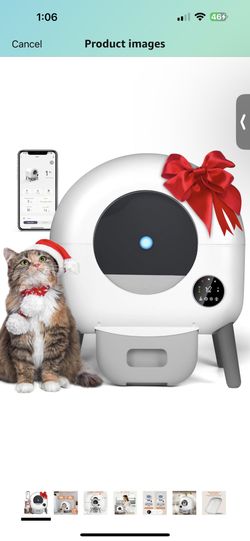 Self Cleaning Litter Box, Automatic Cat Litter Box with APP Control, Multi-Cat Compatible, Includes 1 Roll of Garbage Bags and Mat