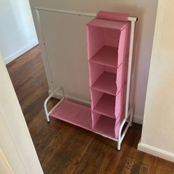 Univivi Kids Clothing Rack with Hanging Organizer, Short Toddler Dress Up Storage Rack for Hanging Clothes, Kids Wardrobe Closet for Baby Clothes, Dan