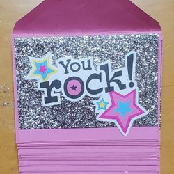 NEW 'You Rock!' Glitter Blank Note Cards (Qty. 15)