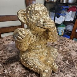 15 Inch Gold Monkey Sculpture 