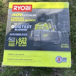 RYOBI 40V Whisper Series 145 MPH 625 CFM Cordless Battery Backpack Leaf Blower,