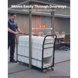 308]VEVOR Commercial Folding Chair Cart Holds Up to 25 Chair Vertical Placement, for Large Events, Heavy-Duty Carbon Steel, Easy to Move, 136 kg Capac