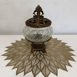 Crackle Effect Glass Bowl with Bronze Color Lid and Base ❤️  Jaron de Vidrio efecto Craquelado