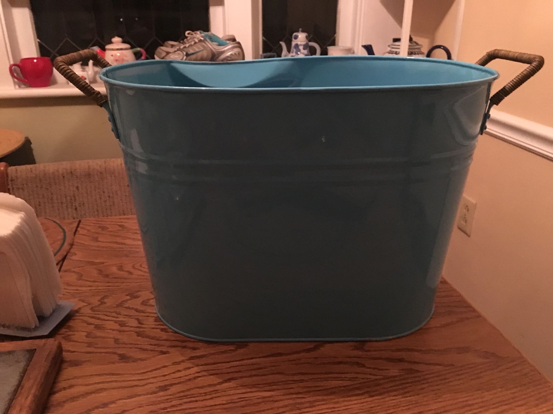 Turquoise Tin Storage Container