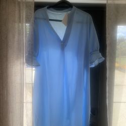 Blue V Neck Light Weight Blue Dress