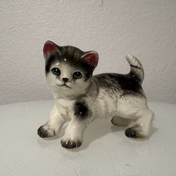 Vintage Porcelain Cat Green Eyes