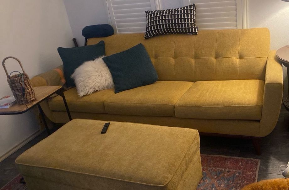 Yellow Sofa With Ottoman Well Kept
