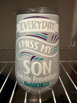 Custom Suicide Prevention Awareness Glitter Tumbler with Lid.