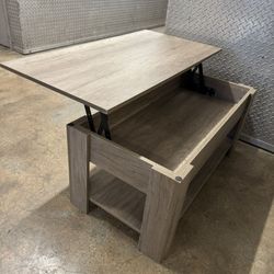 Lift Top Coffee Table with Hidden Compartment and Storage Shelf, Rising Tabletop Dining Table for Living Room Reception Room, 38.6in L