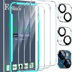 Ferilinso 3 Pack Screen Protector for iPhone 14 / iPhone 13 with 2 Pack Tempered Glass Camera Lens Protector Phone Case Friendly Ultra Accessories Pro