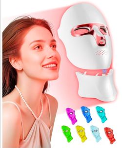 Mask Skin Care, Cordless LED Face & Neck Mask with Red & Infrared Lights Wavelength
