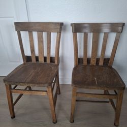 Vintage Wooden Church Chairs (Set of 2) – Rustic Style