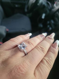 Princess Cut CZ Engagement Ring 925 Silver