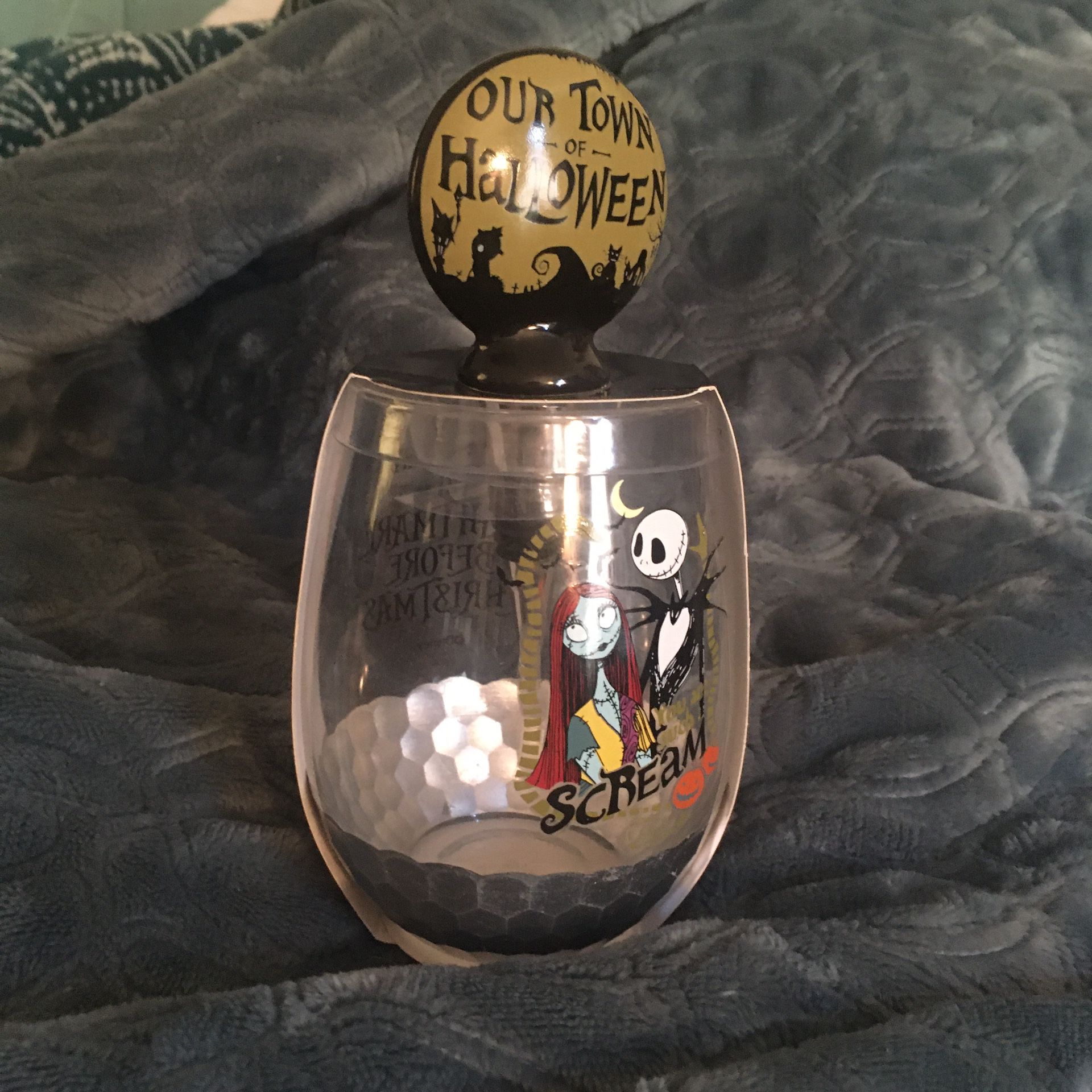 Nightmare Before Christmas Wine Glass with stopper