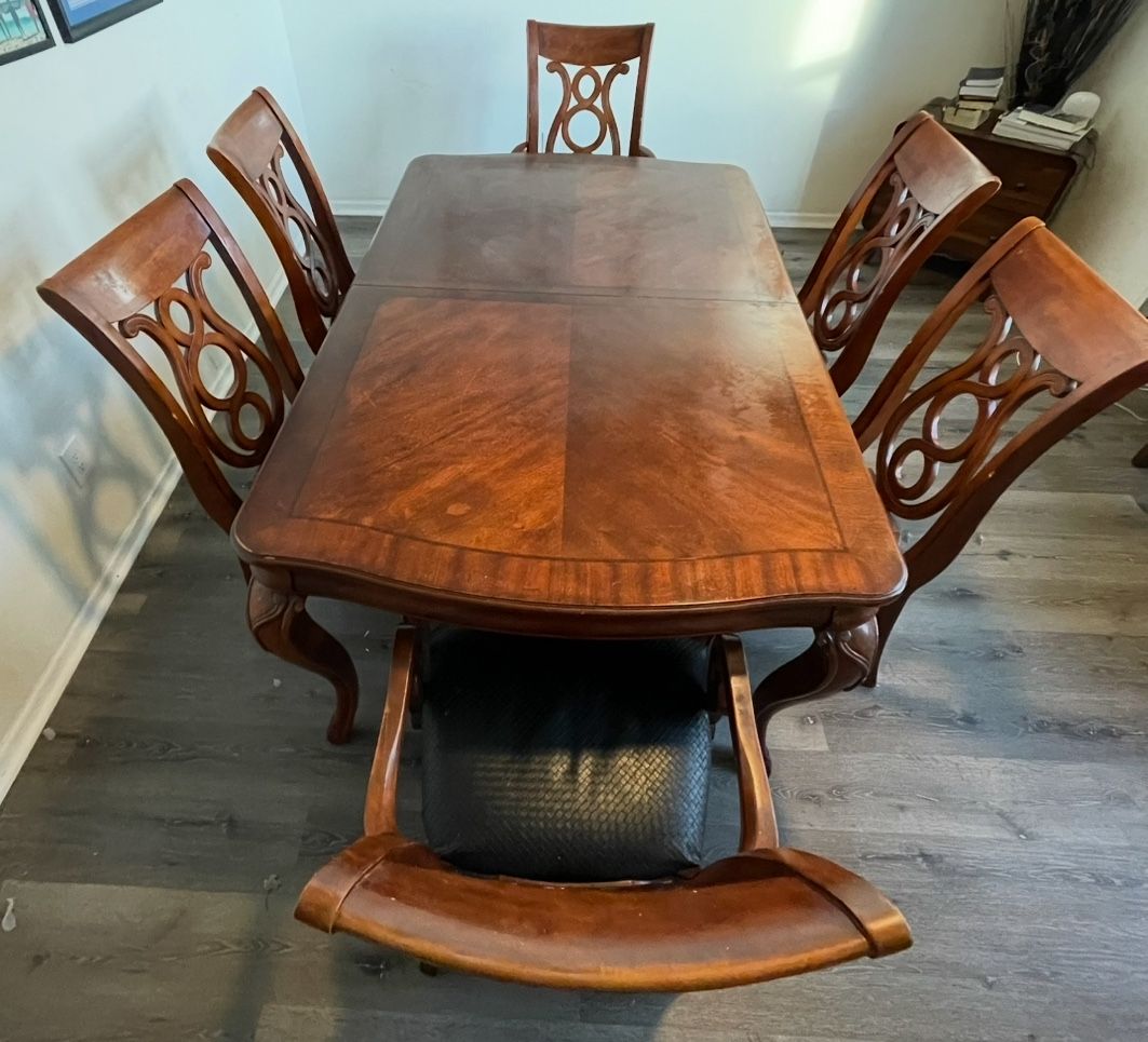 Wooden Dining Table with 6 Chairs