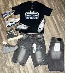 Lanvin With Purple Label Jorts, And Rhude Shirt Brand New