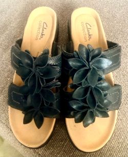 Clarks Collection Floral Leather Sandals