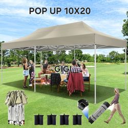 10x20 Pop up Canopy Tent, Easy Setup and Wheeled Bag for Commercial, Outdoor, Camping, Parties, Markets and Instant Shelter