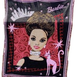 Vintage Barbie In The City Woven Tapestry Throw Blanket 