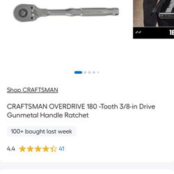 CRAFTSMAN OVERDRIVE 180 -Tooth 3/8-in Drive Gunmetal Handle Ratchet