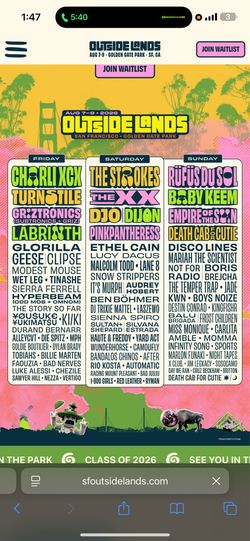 Outside lands ticket