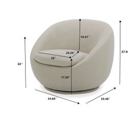 Better Homes & Gardens Mira Swivel Accent Chair, Cream Linen