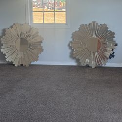 2 Sunburst Hanging Mirrors