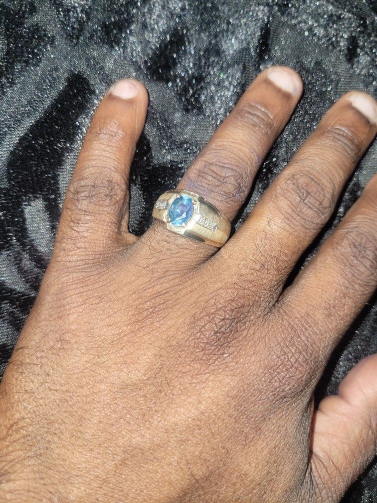 Mens Birthstone Diamond Ring 10k