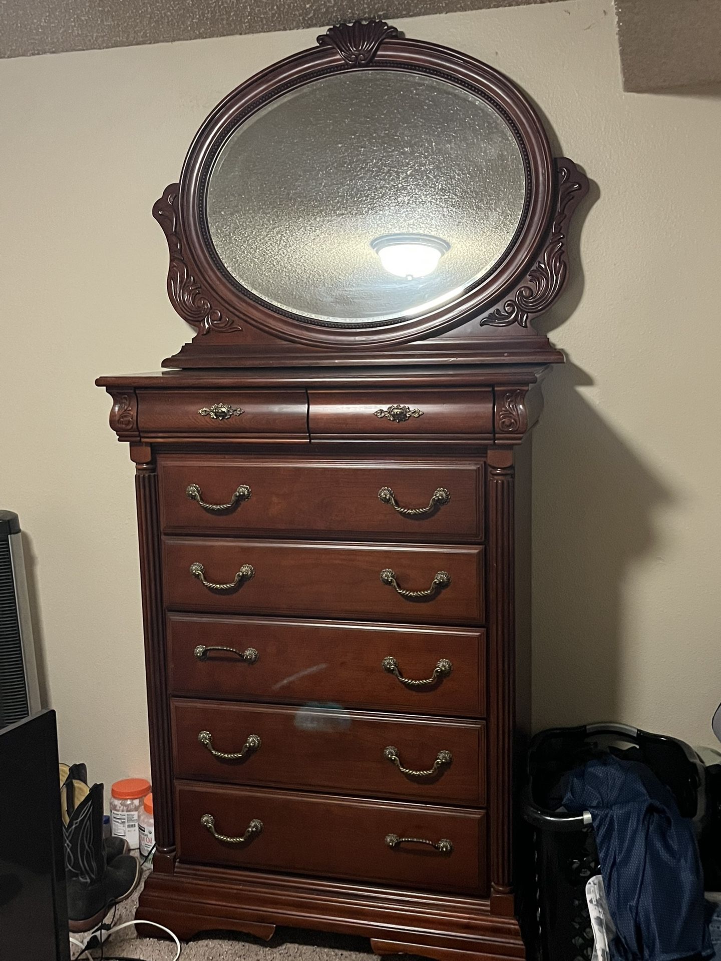 Tall Dresser And Mirror