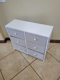 SONGMICS 6 Drawer Fabric Chest of Drawers Industrial Style Steel Frame Shelf Bedroom  32"W×12"D×28"D