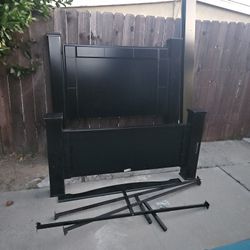 Queen Black Headboard And Bed Frame 