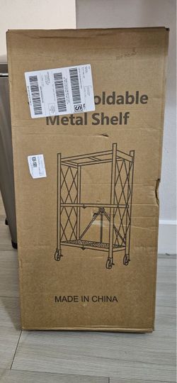 Foldable Metal Shelf with Wheels