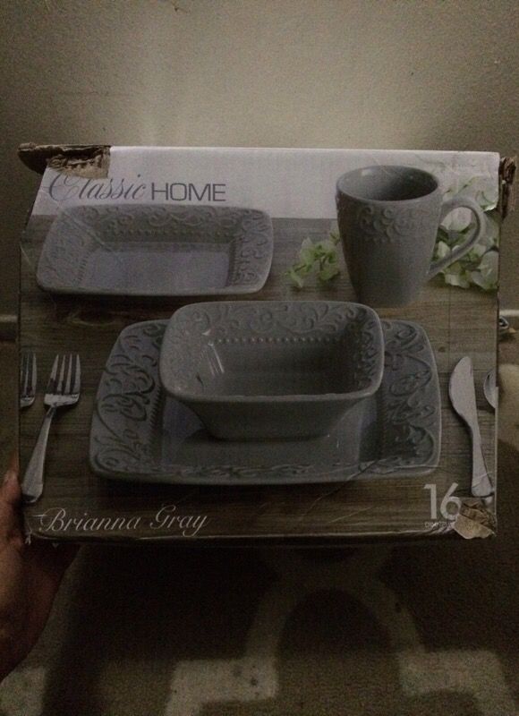 Classic Home Brianna Grey Dish Set