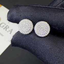 10mm 925 Silver Moissanite Screw Back Earrings