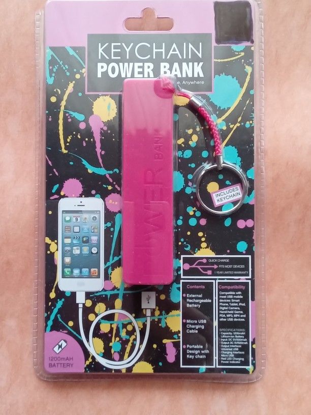 Hot Pink Keychain Power Bank/Charger