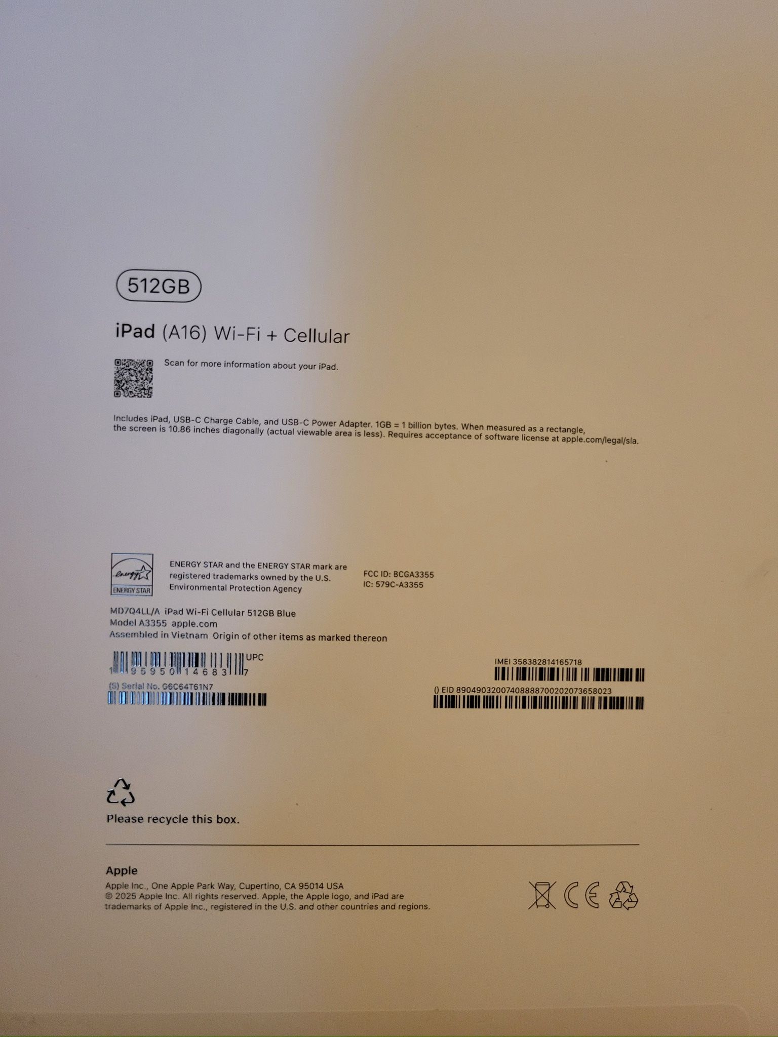 Apple iPad A16 512G