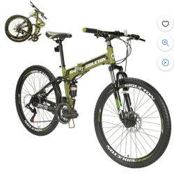 26 in Full Suspension Folding Mountain Bike 21 Speed Folding Bike Bicycle Men or Women for Afult Green