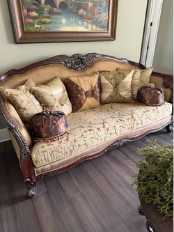 Aico comfortable sofa wood trim
