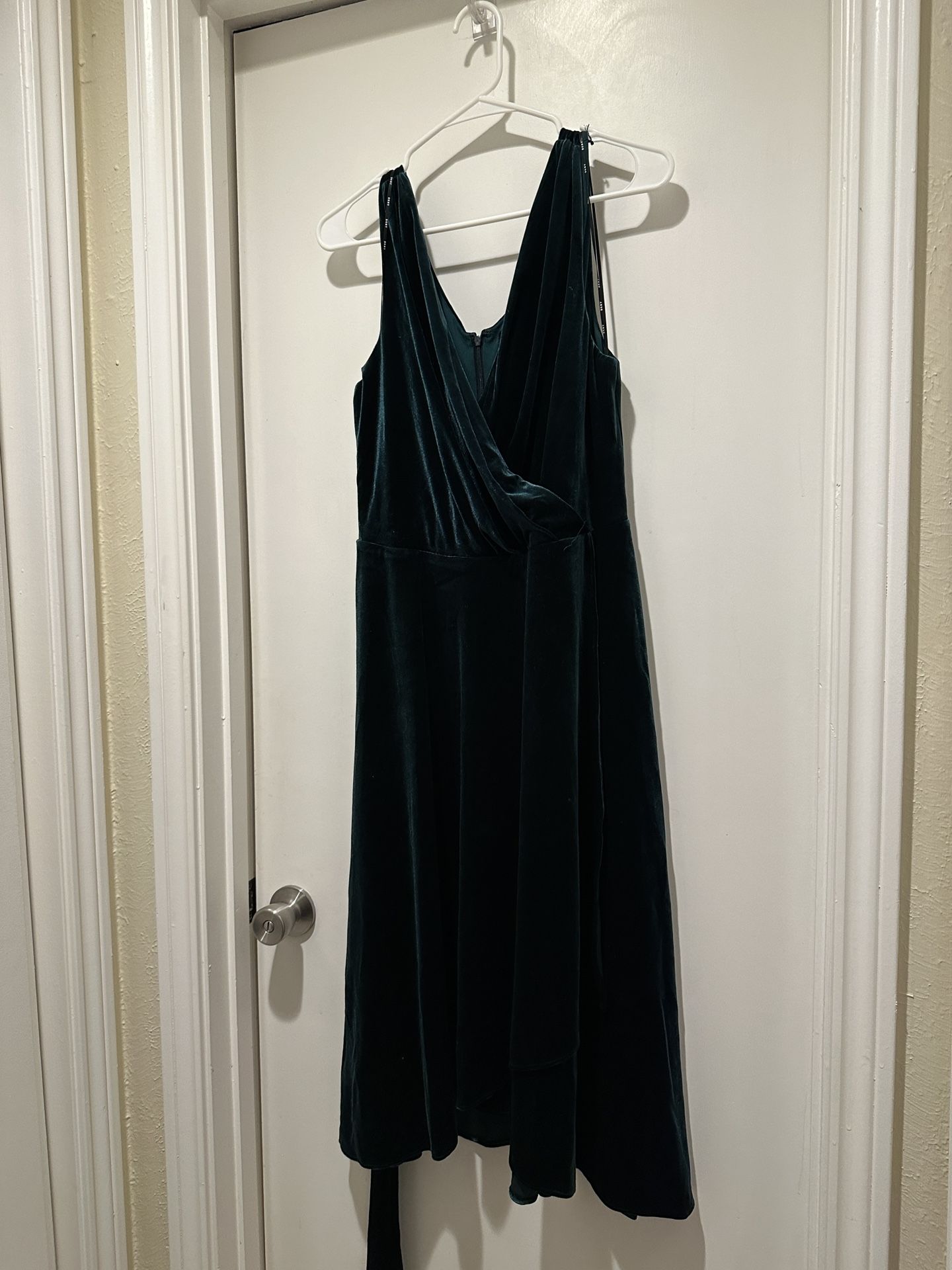 green emerald velvet dress DKNY Womens Velvet Midi Wrap Dress Green 8 at Amazon Women's Clothing store main image 1
