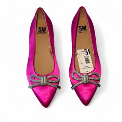 Steve Madden SMNY Womens Size 9 Della Pink Pointed Flats Bow Bling Fancy
