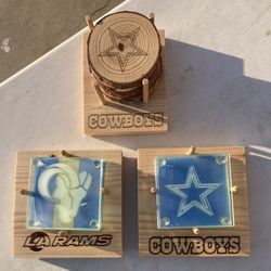 Glass Coasters cowboys and rams