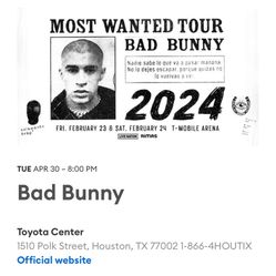 Bad Bunny Most Wanted Tour 4/30 ONLY