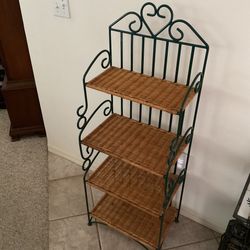 Bakers Rack metal w/ wicker shelves