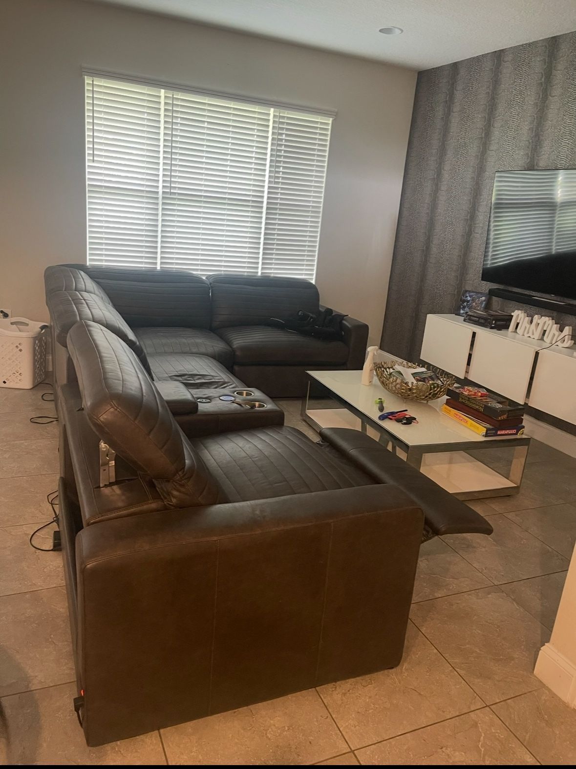 Electric Brown Leather Couch