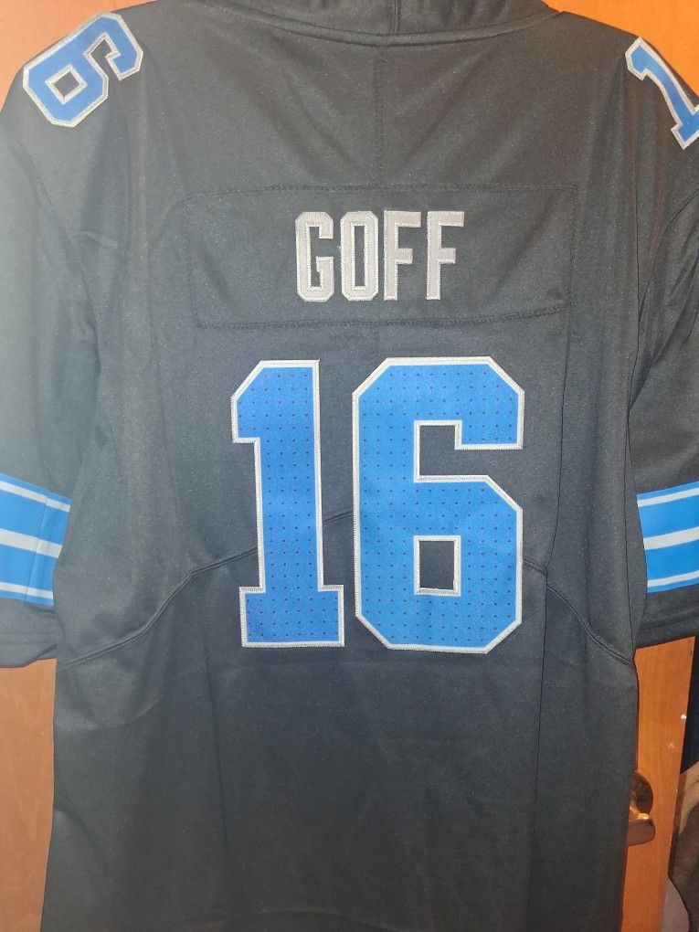 BRAND NEW w/tags DETROIT LIONS STITCHED BLACK MOTOR CITY #16 JAROD GOFF JERSEY SIZE XL