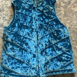 Zelos Girls XL Teal Velour Zip Up Puffer Vest