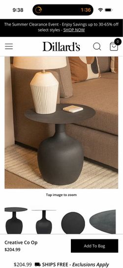 Textured side table black metal designer