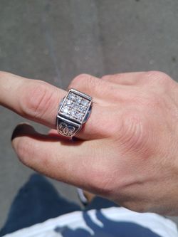 Silver men's square cluster right