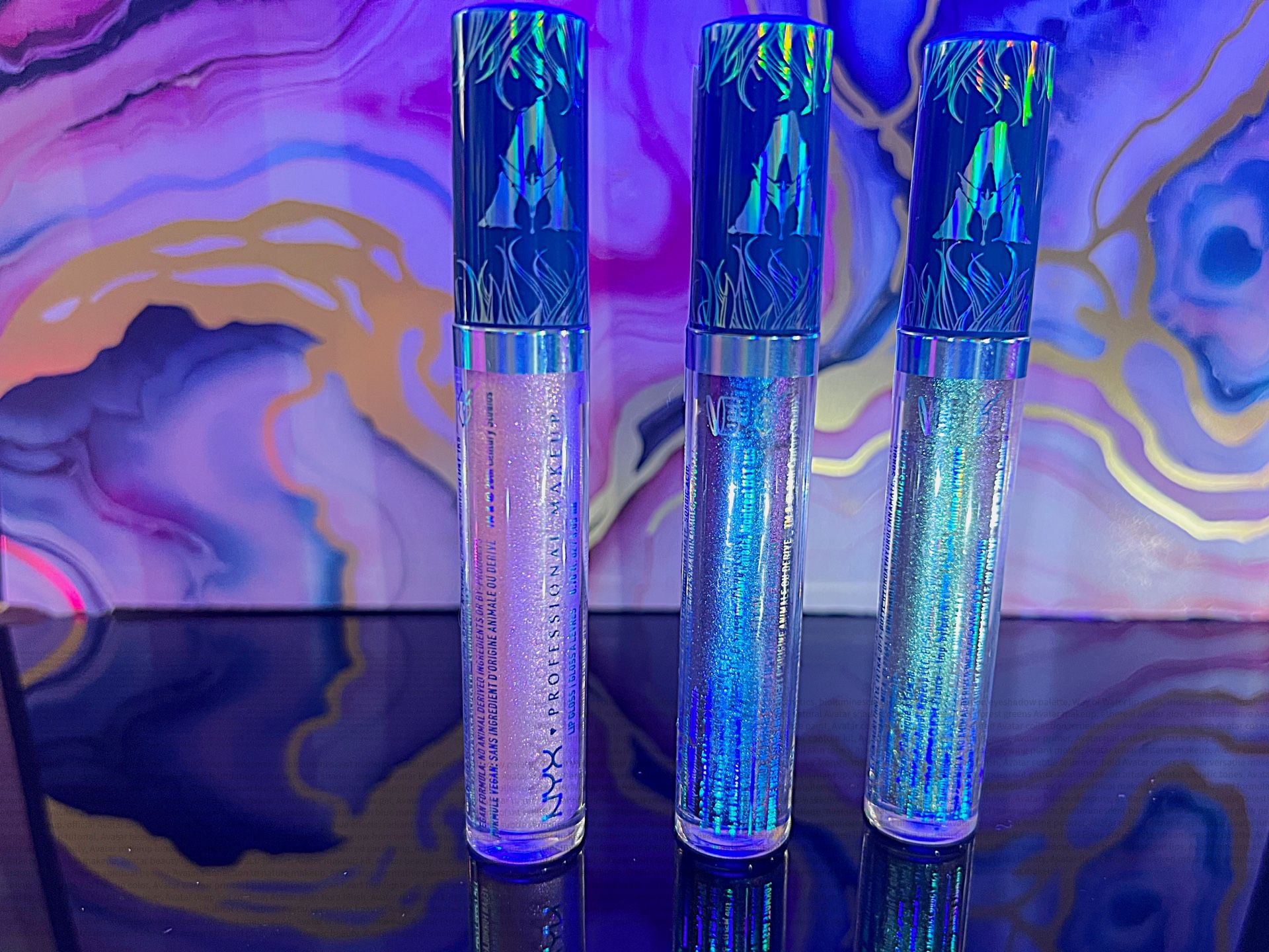 NYX Professional Makeup Avatar 2 Way of Water Bioluminescent Lip Gloss Set - Shimmering Waters, Ilu-minate, Biovolume Glow - High Shine, Vegan, Limite