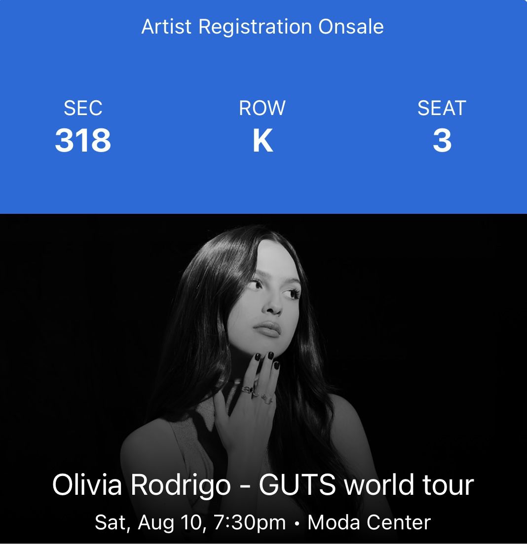 Olivia Rodrigo Ticket!!! Portland Oregon